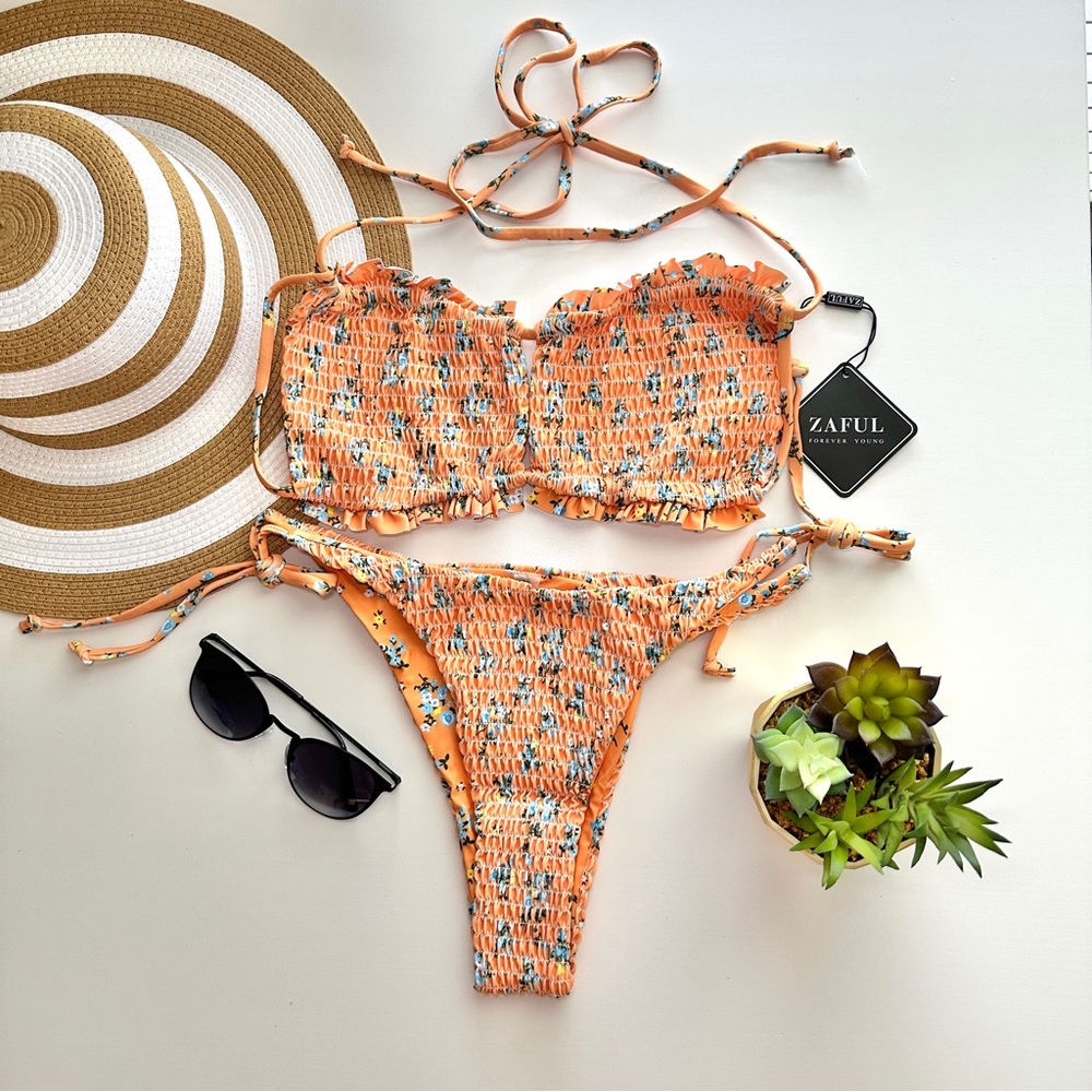 Two Piece Vibrant Bikini Set Orange
